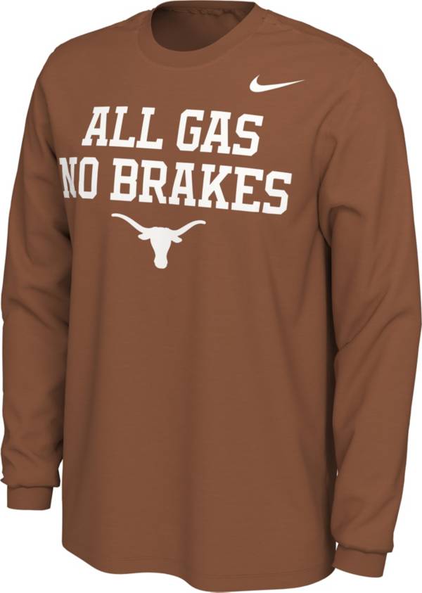 Nike Men's Texas Longhorns Burnt Orange All Gas No Brakes Mantra Long Sleeve T-Shirt