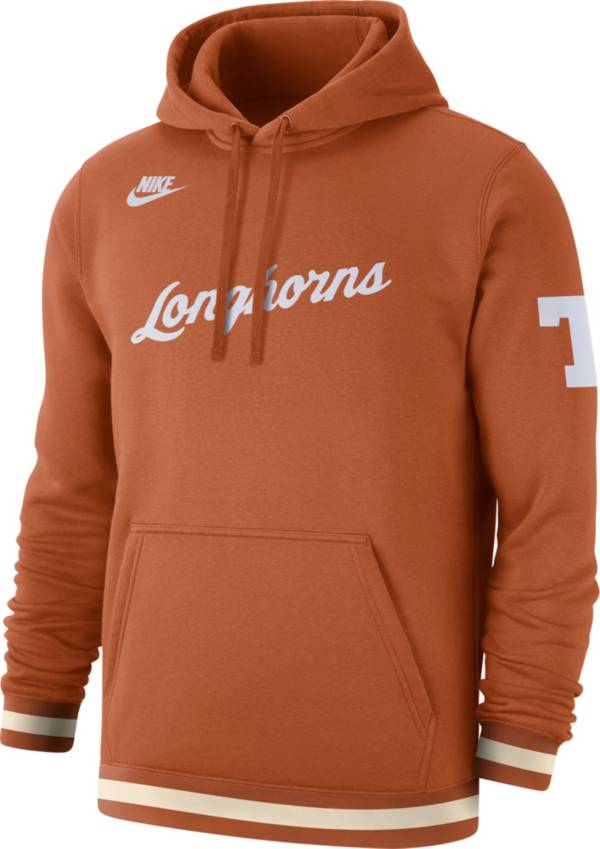 Nike Men's Texas Longhorns Burnt Orange Retro Fleece Pullover Hoodie