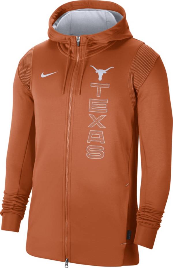 Nike Men's Texas Longhorns Burnt Orange Therma Football Sideline Full-Zip Hoodie