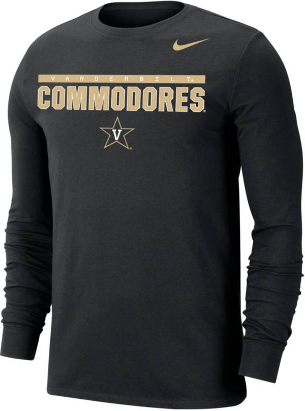 Nike Men's Vanderbilt Commodores Dri-FIT Cotton Long Sleeve Black T-Shirt