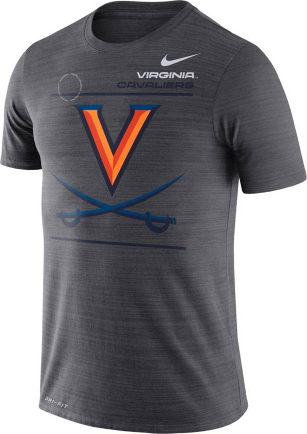 Nike Men's Virginia Cavaliers Grey Dri-FIT Velocity Football Sideline T-Shirt