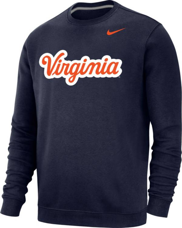 Nike Men's Virginia Cavaliers Blue Vintage Logo Club Fleece Crew Neck Sweatshirt