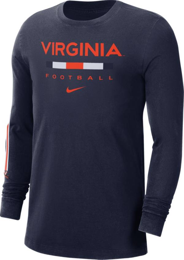 Nike Men's Virginia Cavaliers Blue Football Wordmark Long Sleeve T-Shirt