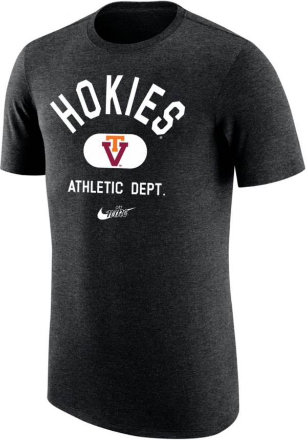 Nike Men's Virginia Tech Hokies Tri-Blend Old School Arch Black T-Shirt