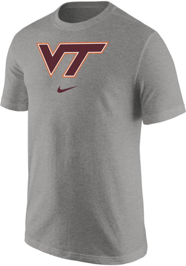 Nike Men's Virginia Tech Hokies Grey Core Cotton Logo T-Shirt