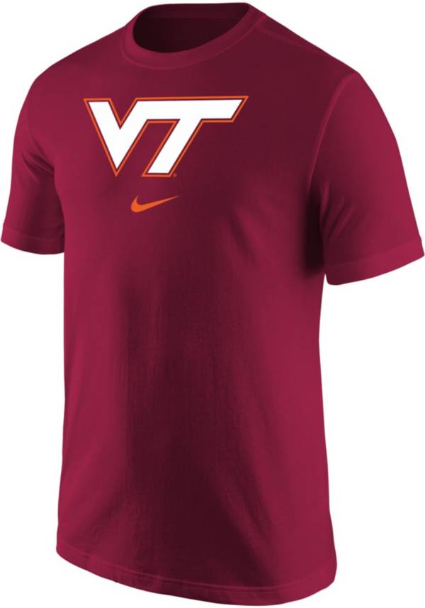 Nike Men's Virginia Tech Hokies Maroon Core Cotton Logo T-Shirt