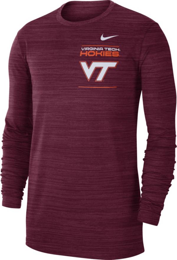 Nike Men's Virginia Tech Hokies Maroon Dri-FIT Velocity Football Sideline Long Sleeve T-Shirt