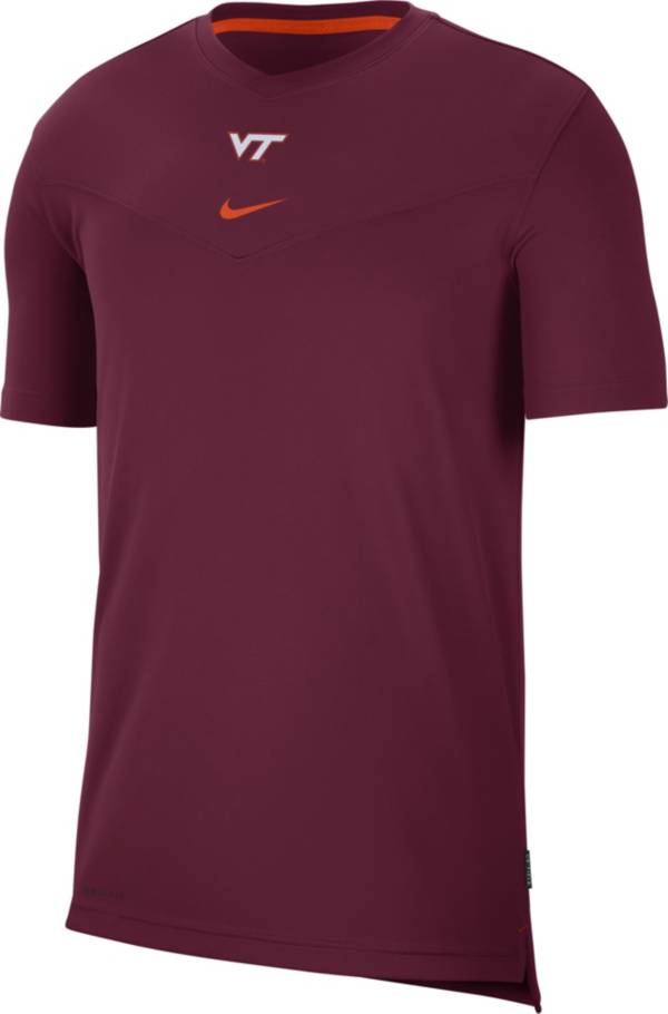 Nike Men's Virginia Tech Hokies Maroon Football Sideline Coach Dri-FIT UV T-Shirt