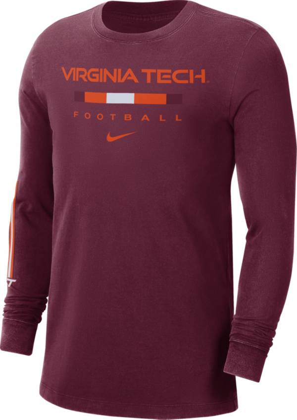 Nike Men's Virginia Tech Hokies Maroon Football Wordmark Long Sleeve T-Shirt