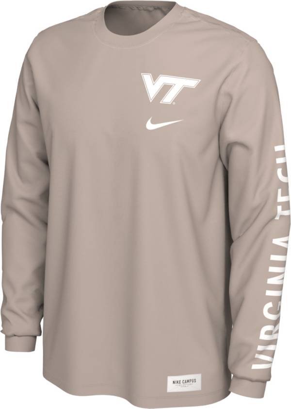 Nike Men's Virginia Tech Hokies Pastel Red Seasonal Cotton Long Sleeve T-Shirt