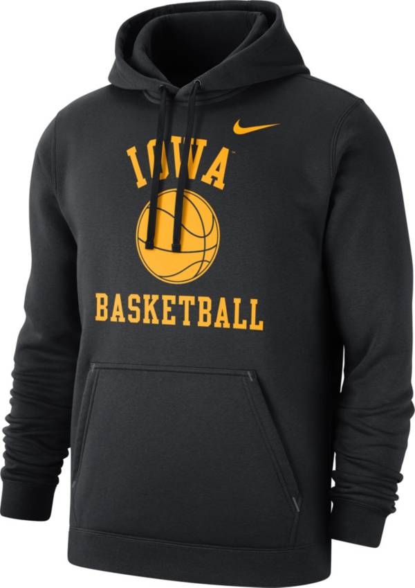 Nike Men's Iowa Hawkeyes Black Basketball Club Fleece Pullover Hoodie
