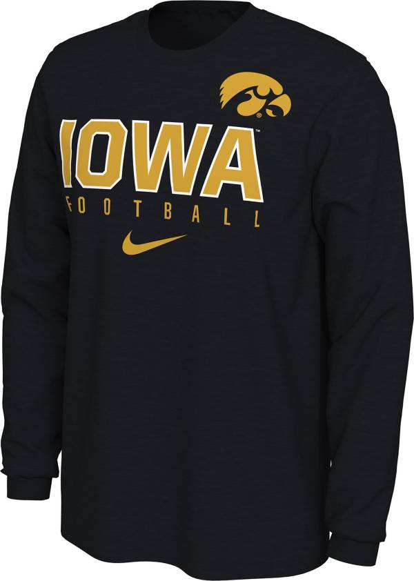 Nike Men's Iowa Hawkeyes Black Cotton Football Long Sleeve T-Shirt