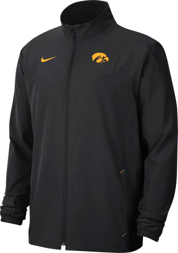 Nike Men's Iowa Hawkeyes Football Sideline Woven Full-Zip Black Jacket