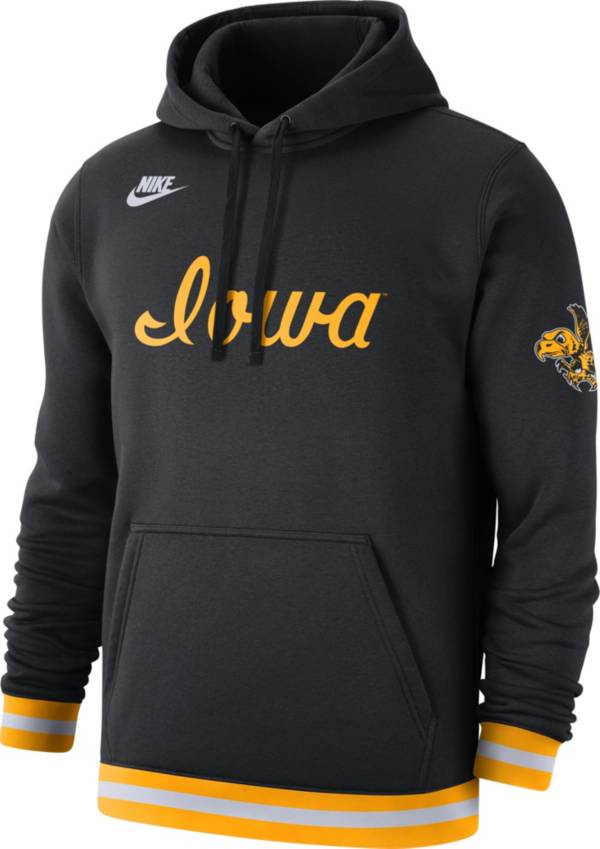 Nike Men's Iowa Hawkeyes Black Retro Fleece Pullover Hoodie