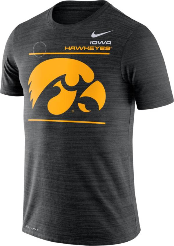 Nike Men's Iowa Hawkeyes Dri-FIT Velocity Football Sideline Black T-Shirt