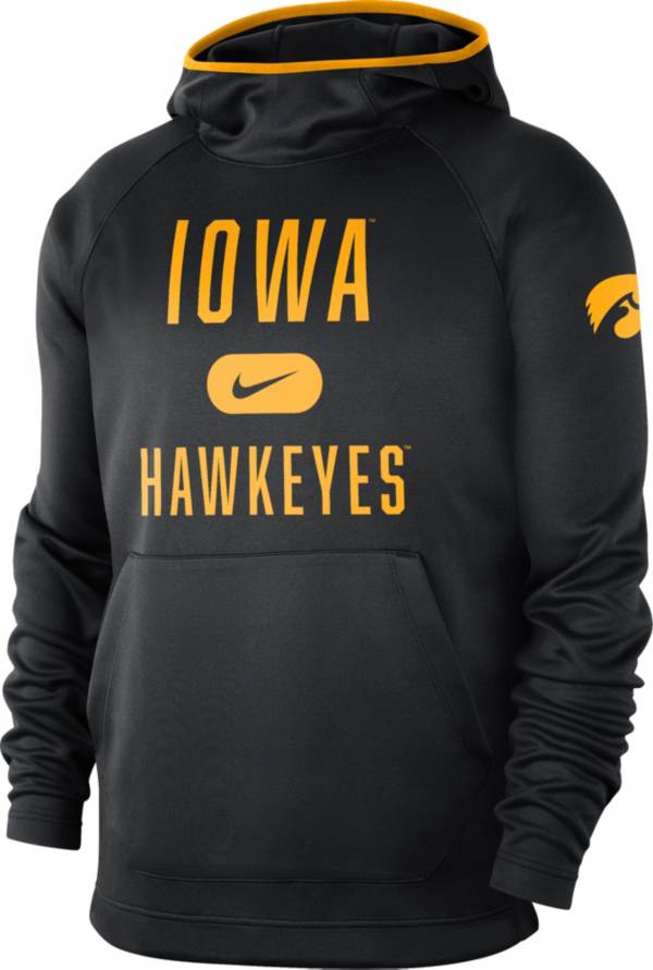 Nike Men's Iowa Hawkeyes Black Spotlight Basketball Pullover Hoodie