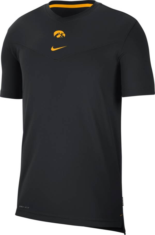 Nike Men's Iowa Hawkeyes Football Sideline Coach Dri-FIT UV Black T-Shirt