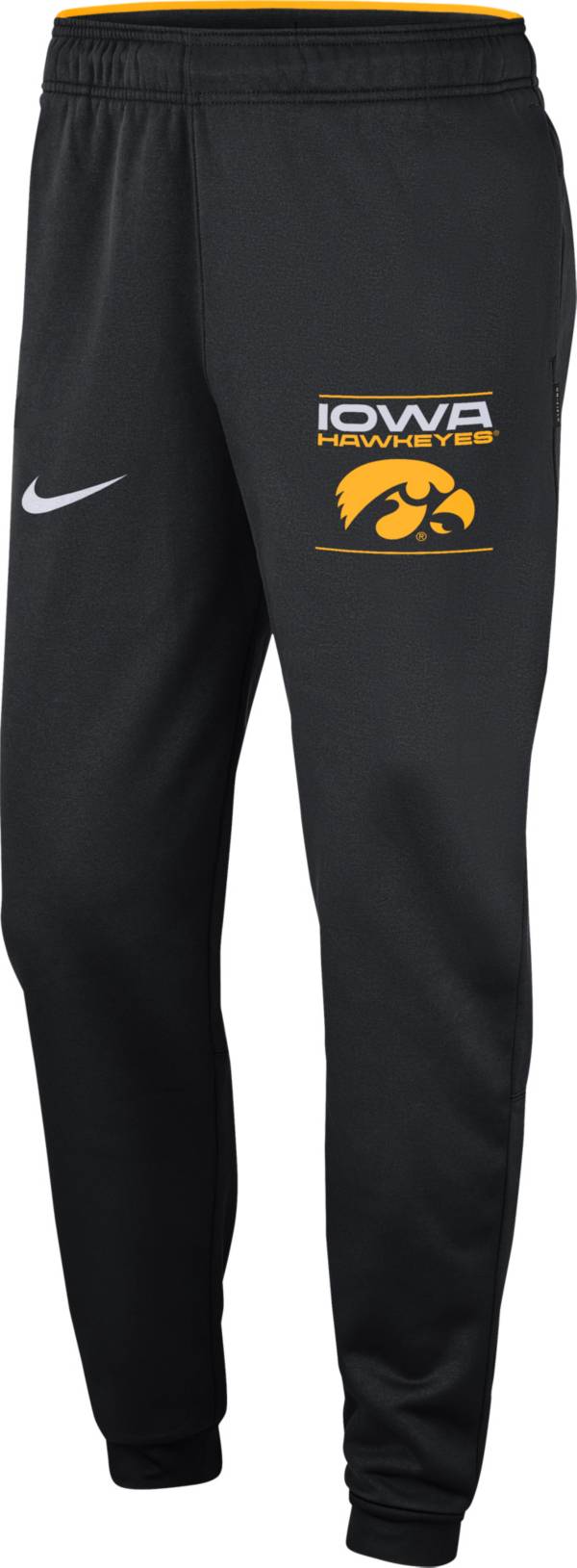 Nike Men's Iowa Hawkeyes Football Sideline Therma Black Pants