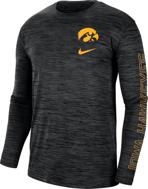 Nike Men's Iowa Hawkeyes Black Dri-FIT Velocity Graphic Long Sleeve T-Shirt