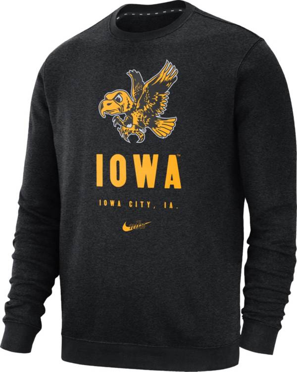 Nike Men's Iowa Hawkeyes Black Vault Logo Club Fleece Crew Neck Sweatshirt