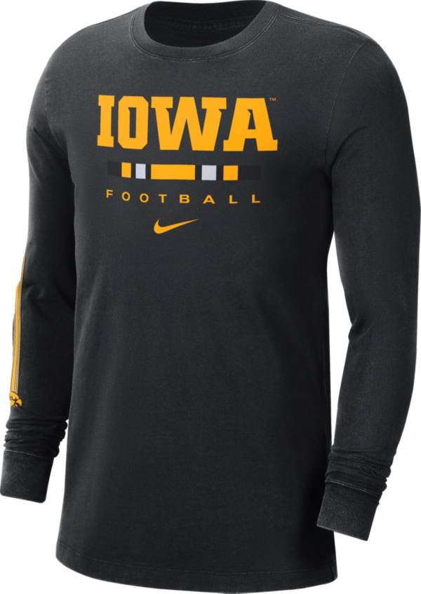 Nike Men's Iowa Hawkeyes Football Wordmark Long Sleeve Black T-Shirt