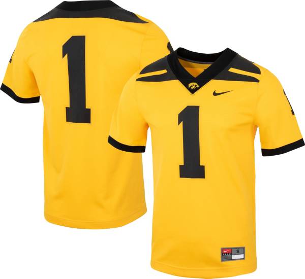 Nike Men's Iowa Hawkeyes #1 Gold Game Vapor Untouchable Football Jersey