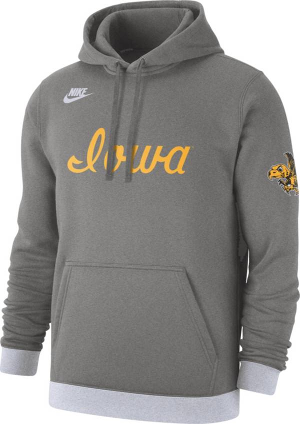 Nike Men's Iowa Hawkeyes Grey Retro Fleece Pullover Hoodie