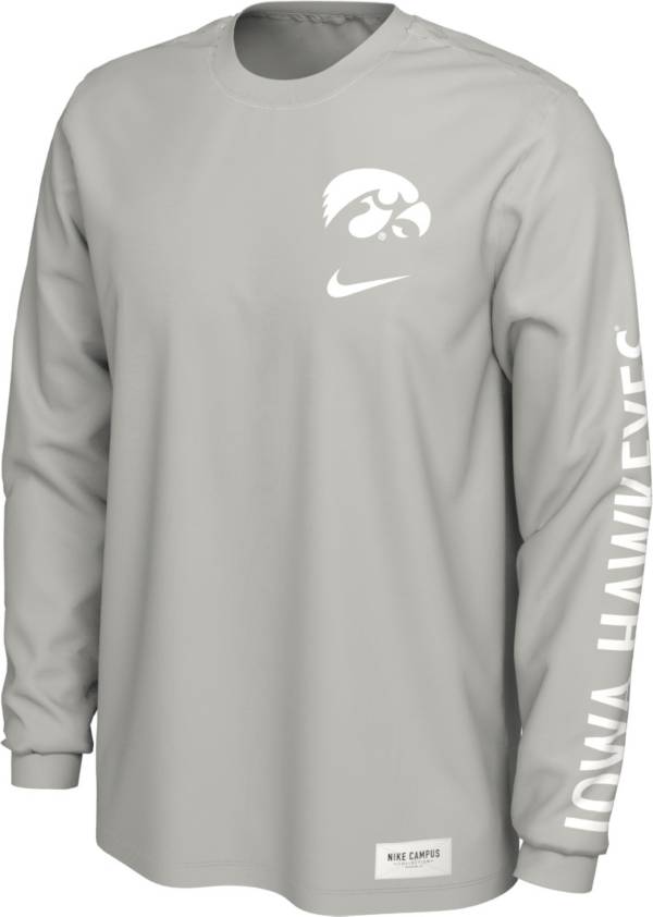 Nike Men's Iowa Hawkeyes Pastel Grey Seasonal Cotton Long Sleeve T-Shirt product image