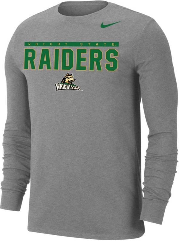 Nike Men's Wright State Raiders Grey Dri-FIT Cotton Long Sleeve T-Shirt