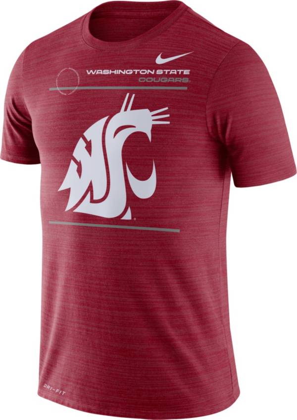 Nike Men's Washington State Cougars Crimson Dri-FIT Velocity Football Sideline T-Shirt