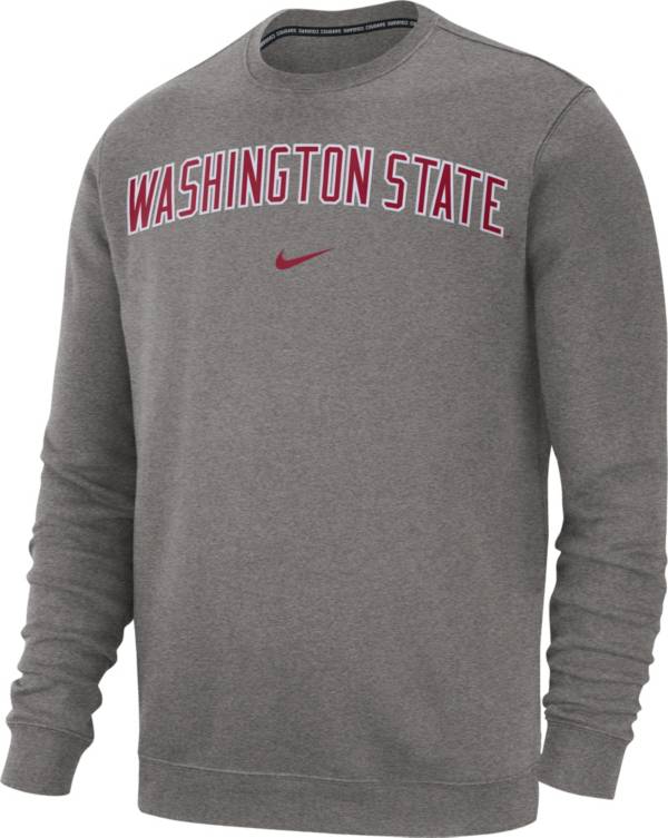 Nike Men's Washington State Cougars Grey Club Fleece Crew Neck Sweatshirt