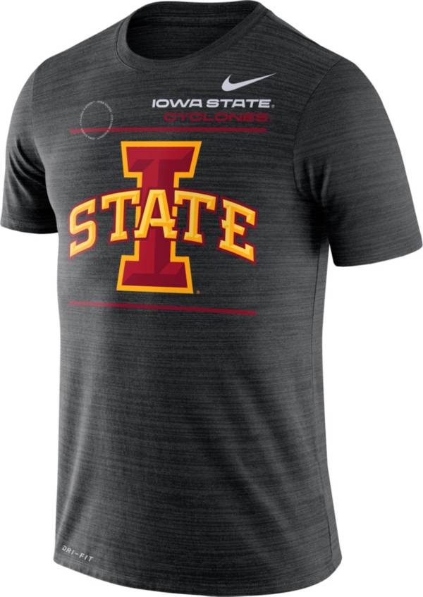 Nike Men's Iowa State Cyclones Dri-FIT Velocity Football Sideline Black T-Shirt