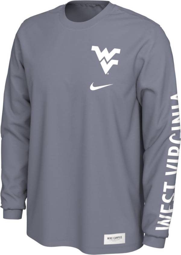 Nike Men's West Virginia Mountaineers Pastel Blue Seasonal Cotton Long Sleeve T-Shirt