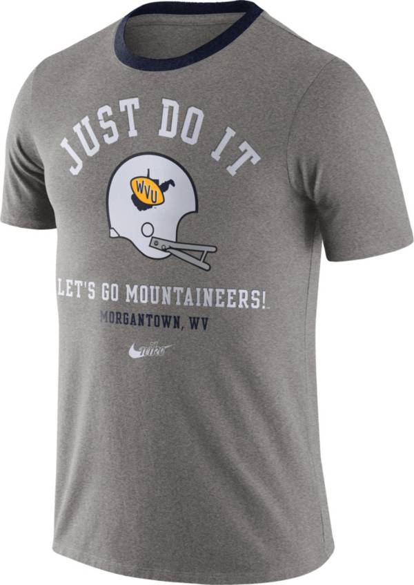 Nike Men's West Virginia Mountaineers Grey Dri-FIT Vault Helmet Logo T-Shirt