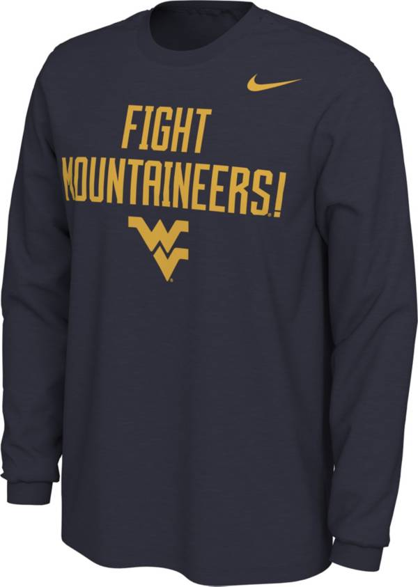 Nike Men's West Virginia Mountaineers Blue Fight Mountaineers! Mantra Long Sleeve T-Shirt