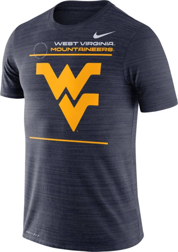Nike Men's West Virginia Mountaineers Blue Dri-FIT Velocity Football Sideline T-Shirt