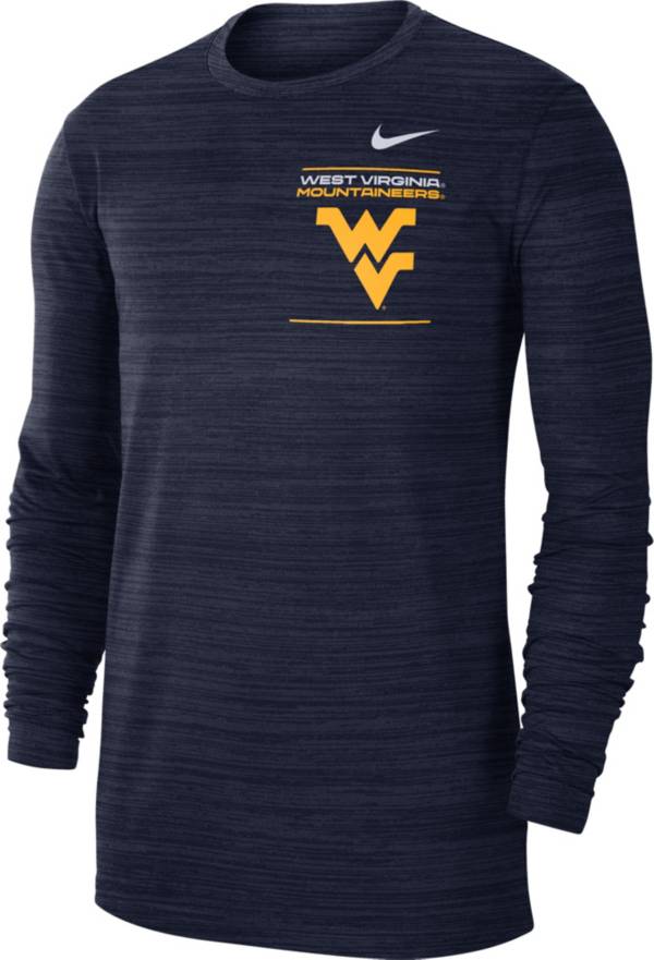 Nike Men's West Virginia Mountaineers Blue Dri-FIT Velocity Football Sideline Long Sleeve T-Shirt