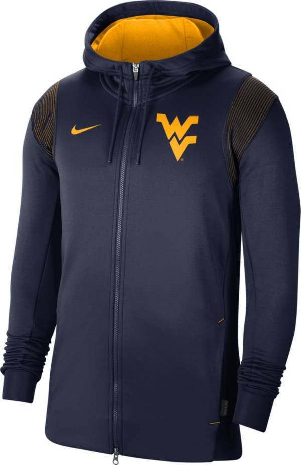 Nike Men's West Virginia Mountaineers Blue Therma Football Sideline Full-Zip Hoodie