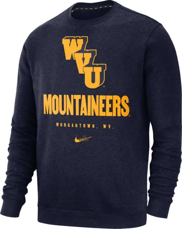 Nike Men's West Virginia Mountaineers Blue Vault Logo Club Fleece Crew Neck Sweatshirt