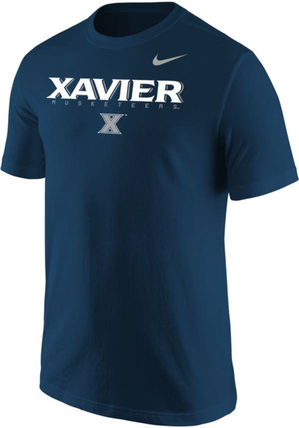 Nike Men's Xavier Musketeers Blue Core Cotton Graphic T-Shirt