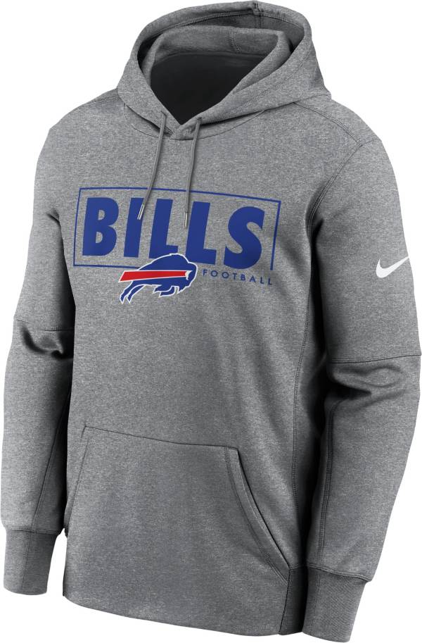 Nike Men's Buffalo Bills Left Chest Therma-FIT Grey Hoodie