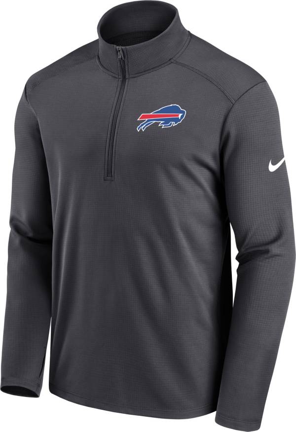 Nike Men's Buffalo Bills Logo Pacer Grey Half-Zip Pullover