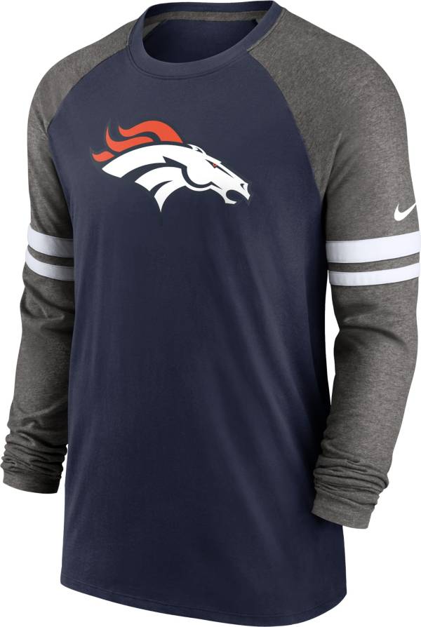 Nike Men's Denver Broncos Dri-FIT Navy Long Sleeve Raglan T-Shirt