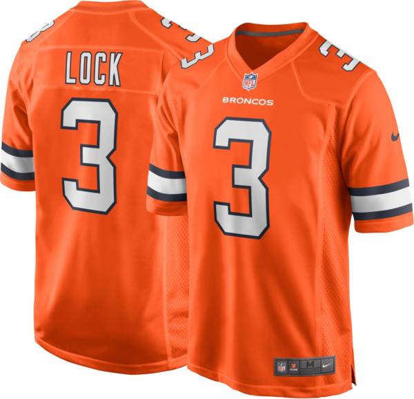 Nike Men's Denver Broncos Drew Lock #3 Orange Game Jersey