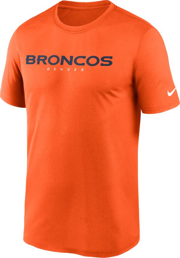 Nike Men's Denver Broncos Legend Wordmark Orange Performance T-Shirt