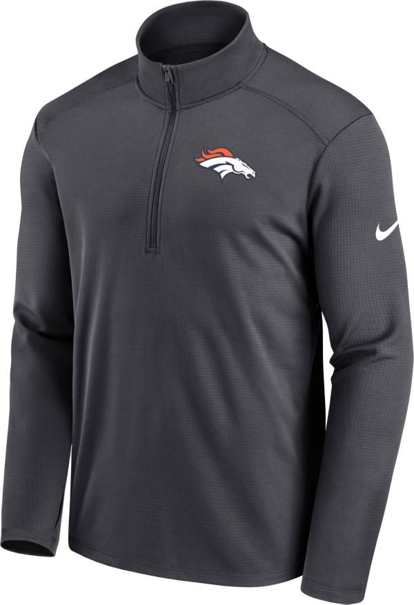 Nike Men's Denver Broncos Logo Pacer Grey Half-Zip Pullover
