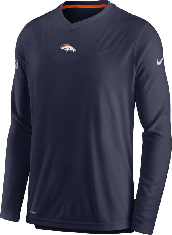 Nike Men's Denver Broncos Sideline Coaches Navy Long Sleeve T-Shirt