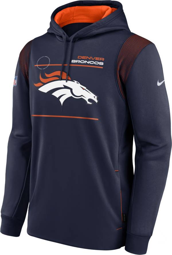 Nike Men's Denver Broncos Sideline Therma-FIT Navy Pullover Hoodie