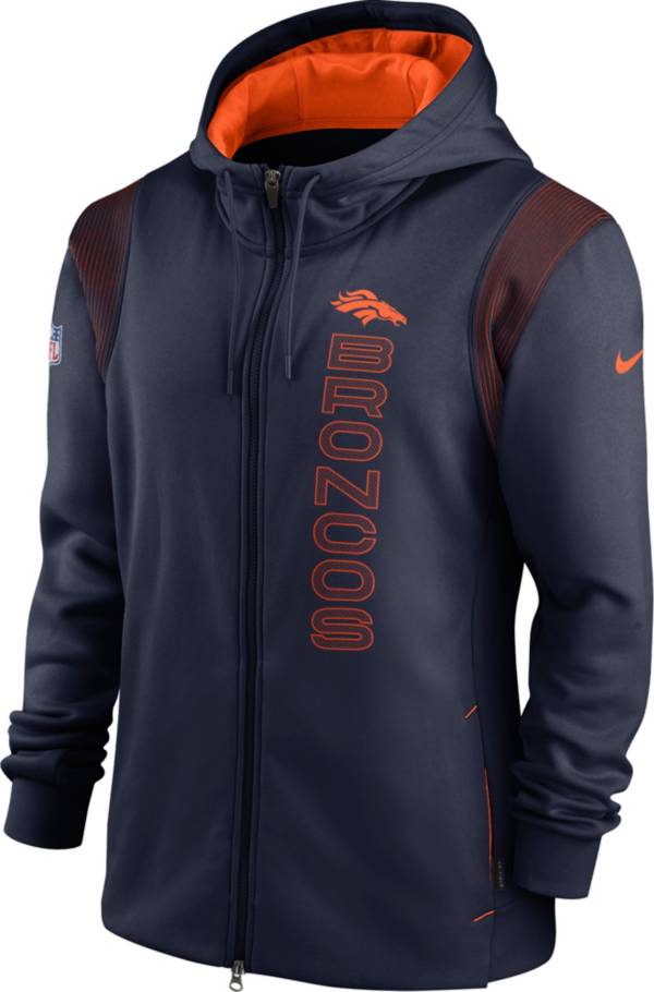 Nike Men's Denver Broncos Sideline Therma-FIT Full-Zip Navy Hoodie