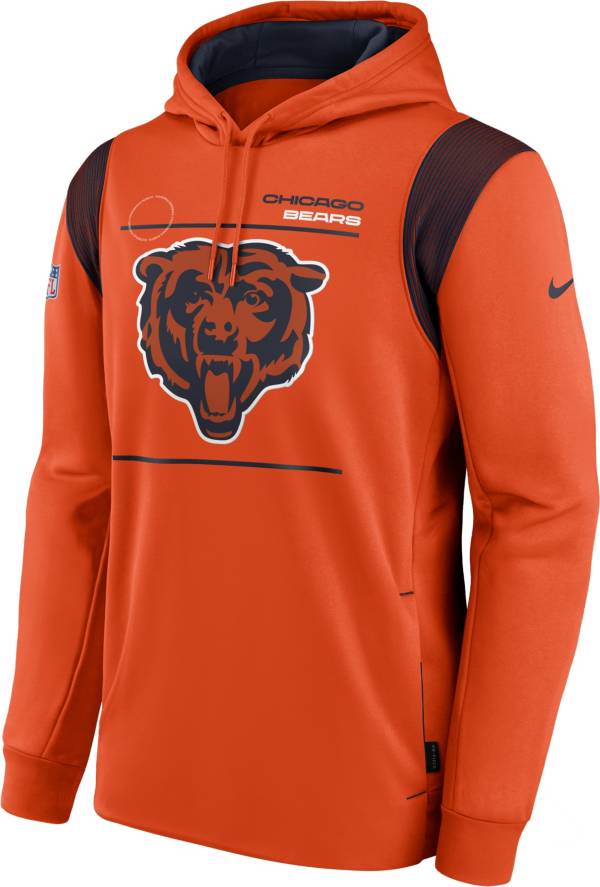 Nike Men's Chicago Bears Sideline Therma-FIT Orange Pullover Hoodie